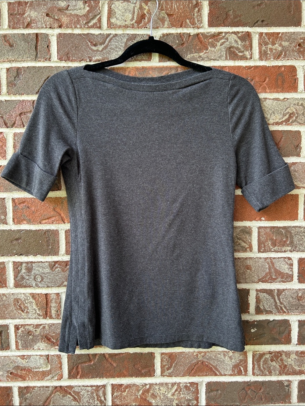 Lauren Ralph Lauren Heather Charcoal Short Sleeve Knit Top